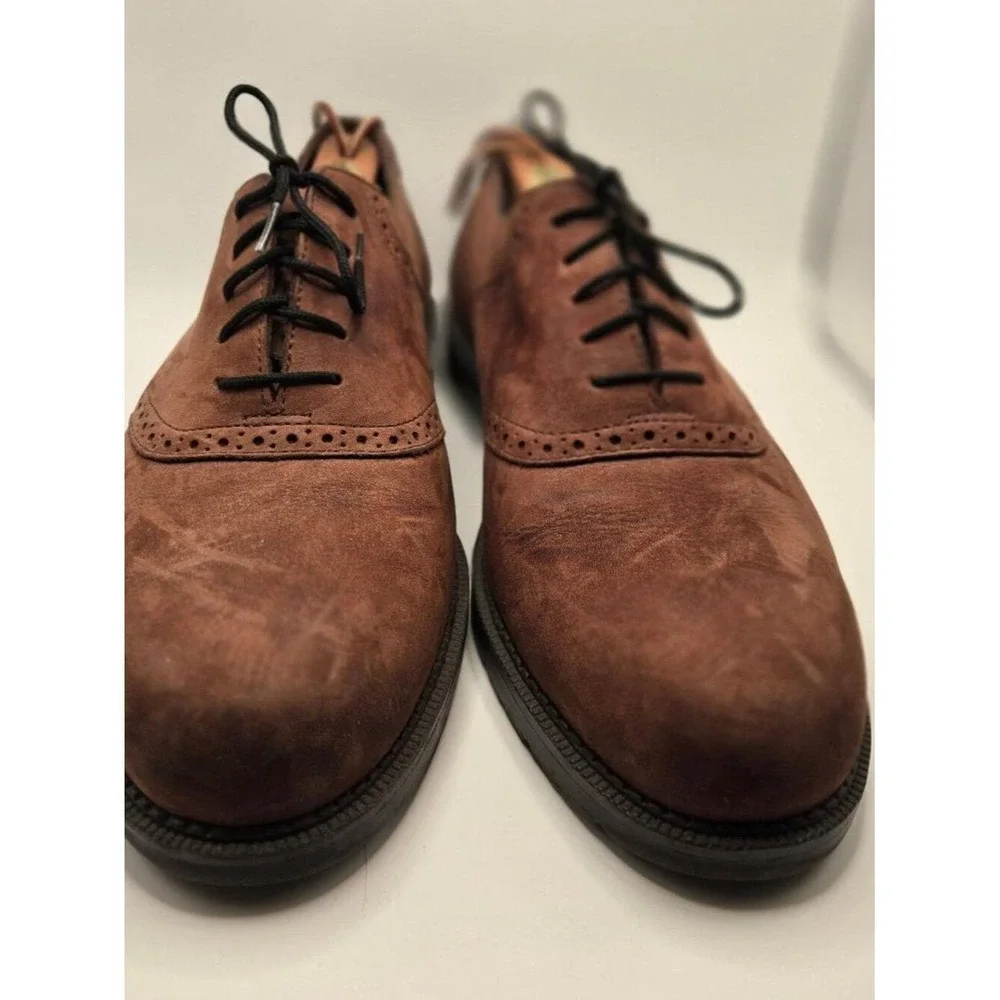 Dockers Oxford Shoes Mens 10.5M Brown Suede Brogue Lace Up Dress Casual (S6)